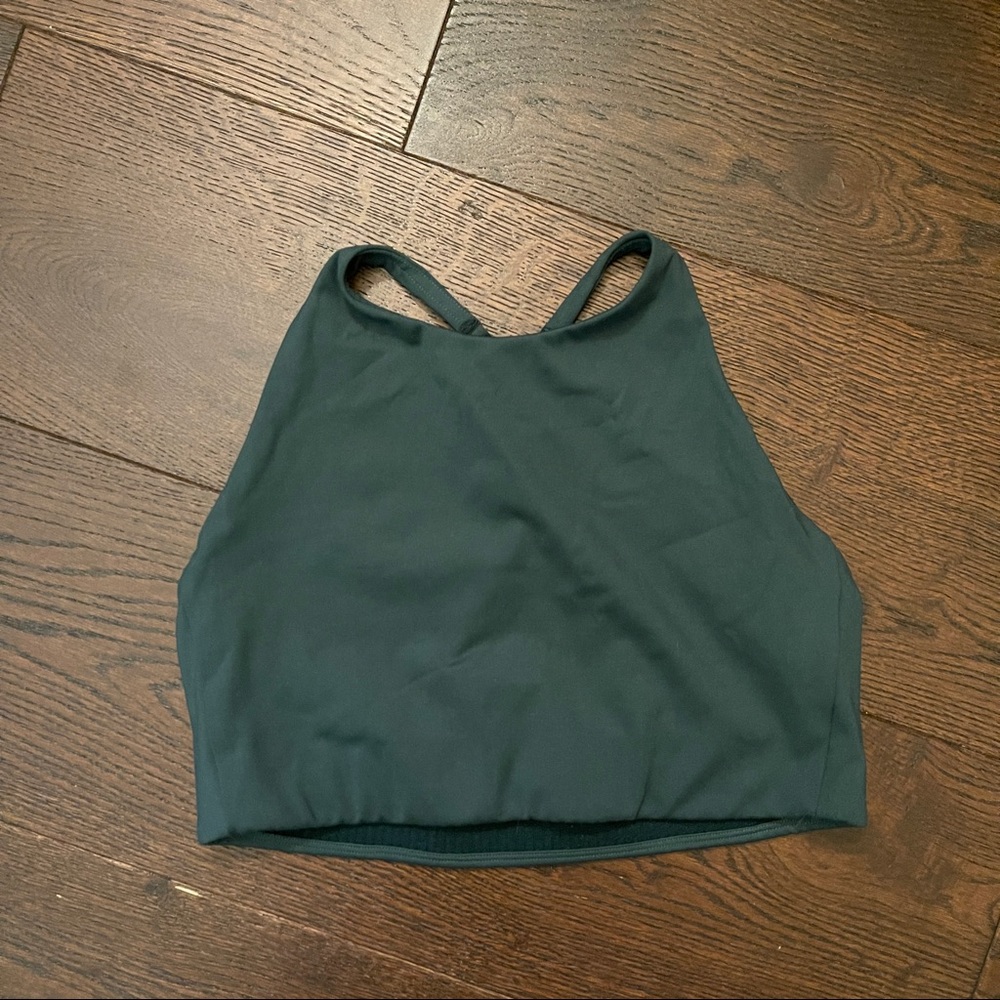 Halter neck green low support sport bra